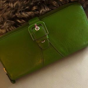 Green Genuine Leather Wallet / Clutch